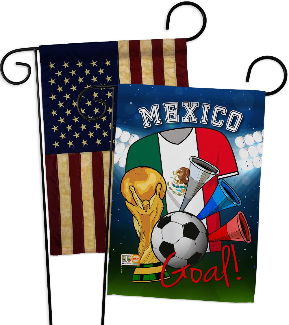 FIFA World Cup Mexican Flags American Flag Banner Pack Wall Art Patio Lawn Garden Room Decorations Outdoor Tapestry Yard Signs Sports Fan Team Qatar