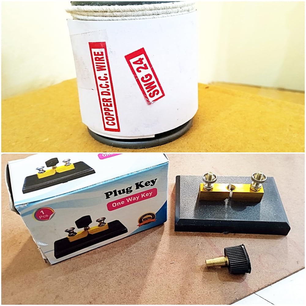 COPPER Connecting Wire Cotton Insulated (100 gm) & ONE WAY PLUG KEY (Brass) for School Science lab Physics lab Experiments/Practicals-image-32