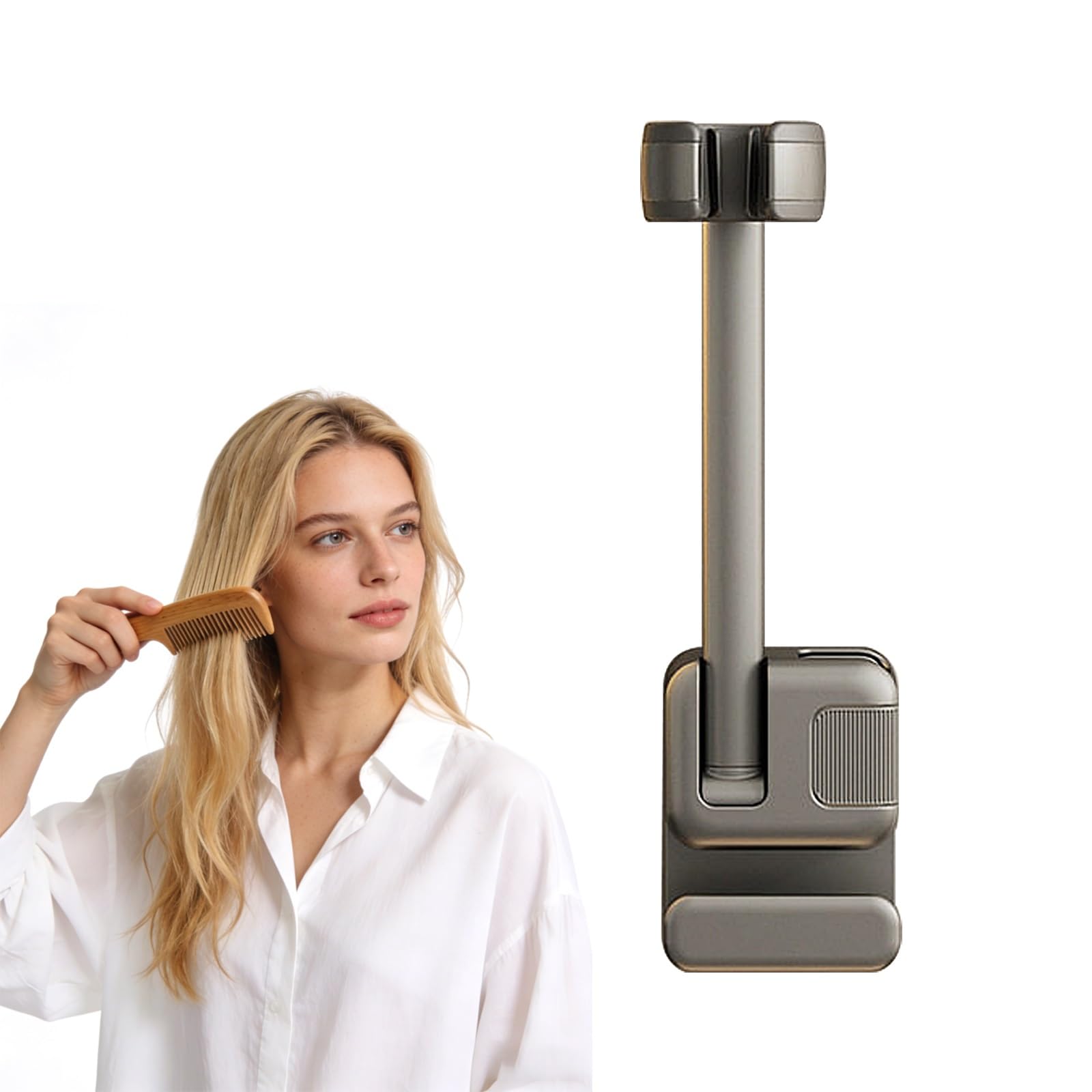 Soporte Secador de Pelo Manos Libres, Ángulo Ajustable, Soporte de Pared para Secador de Pelo, No Requiere Perforaciones, para Baños y Tocadores(Gray)
