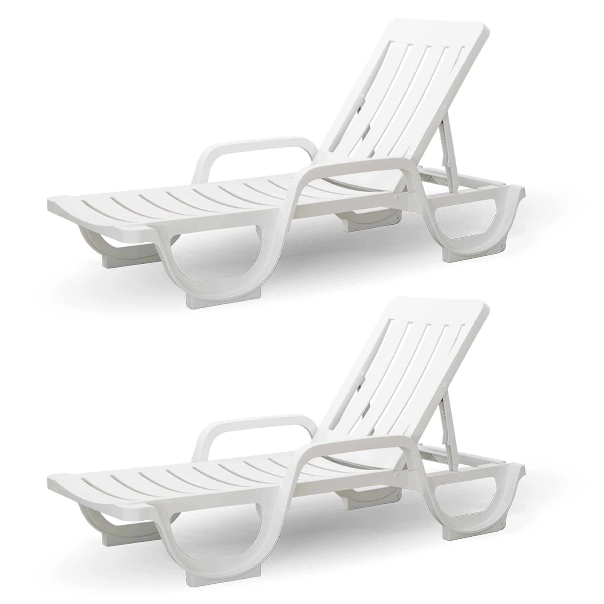 CREVICOSTA QUALITY MARK MARCAS DE CALIDAD - MALIBÚ - Lote de 2 Tumbonas de Resina para jardín y Piscina (Blanco)