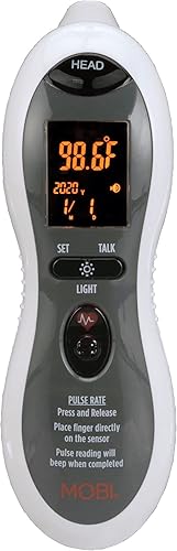 MOBI - Termómetro digital ultra pulso - Indicador de oído y frente Monitor de frecuencia de pulso Linterna - Monitor digital de fiebre parlante para