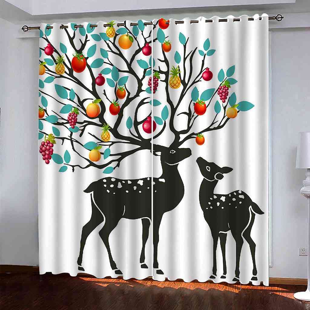 Rideau occultant bruit et lumière de 200x160 cm wapiti noir pour chambre enfant