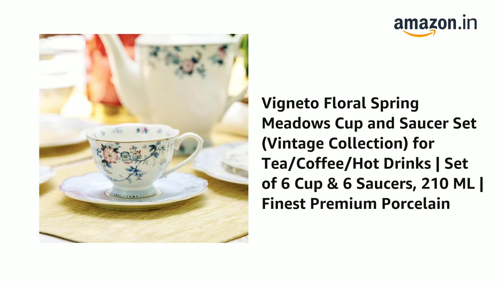 Vigneto Floral Spring Meadows Cup and Saucer Set (Vintage