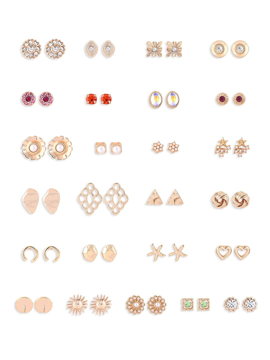 Zaveri Pearls Set Of 25 Gold Tone Contemporary Studs Earrings For Women-ZPFK18602 (B0DBR1NS3J) Amazon Price History, Amazon Price Tracker