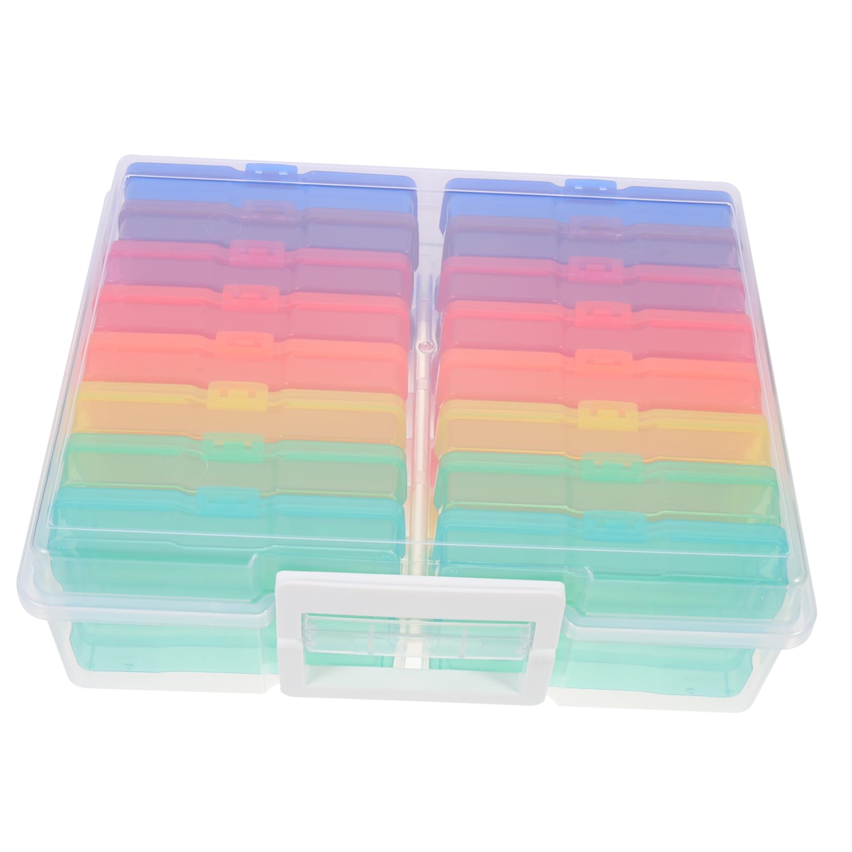 Fotoaufbewahrungsbox Bilderhalter Etui 16 Fächer Kunststoff Transparent