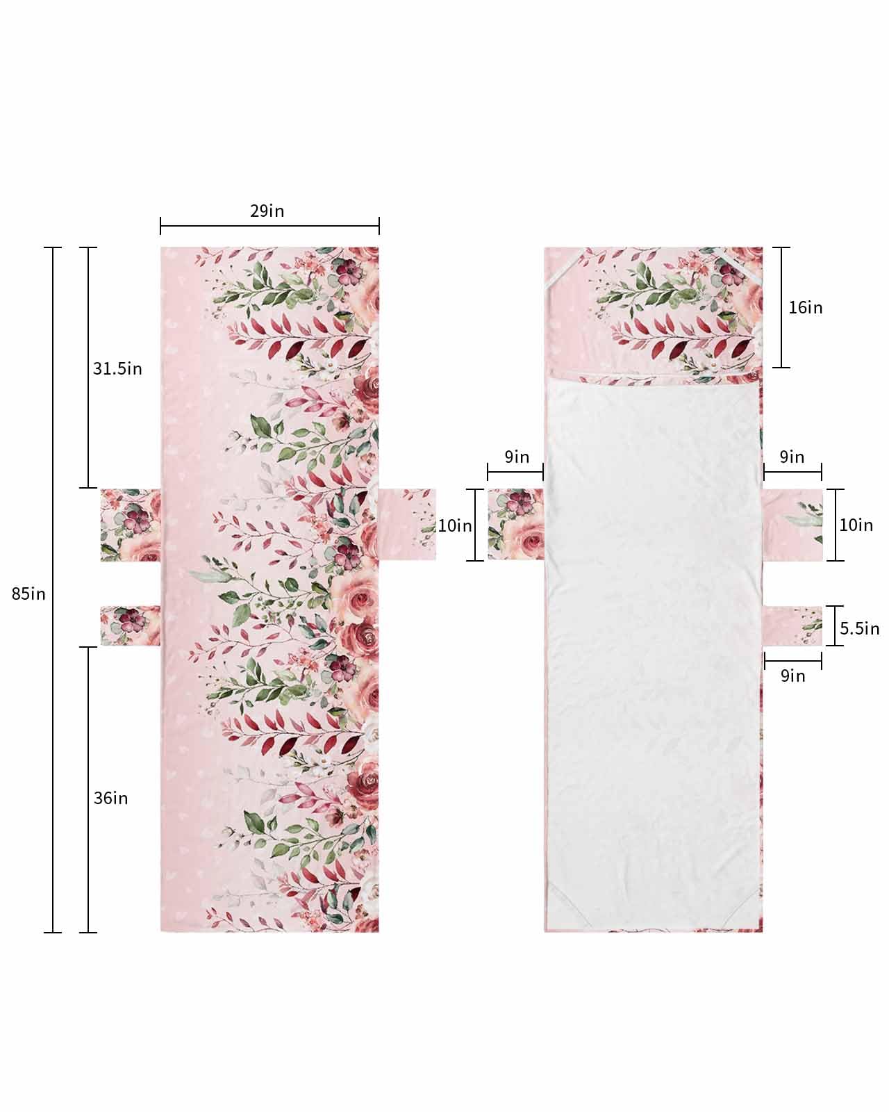 Valentine's Day Floral Beach Lounge Chair Towel Cover, Soft Chaise Lounge Towel with Side Pockets Patio Pool Chairs Cover for Beach/Pool Sunbathing 29x85 Red Pink Floral Spring Botanical