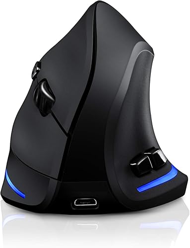 TRELC Mouse ergonómico, mouse óptico vertical inalámbrico de 2.4 G con sensibilidad ajustable (100016002400 DPI), 6 botones para PC, escritorio,