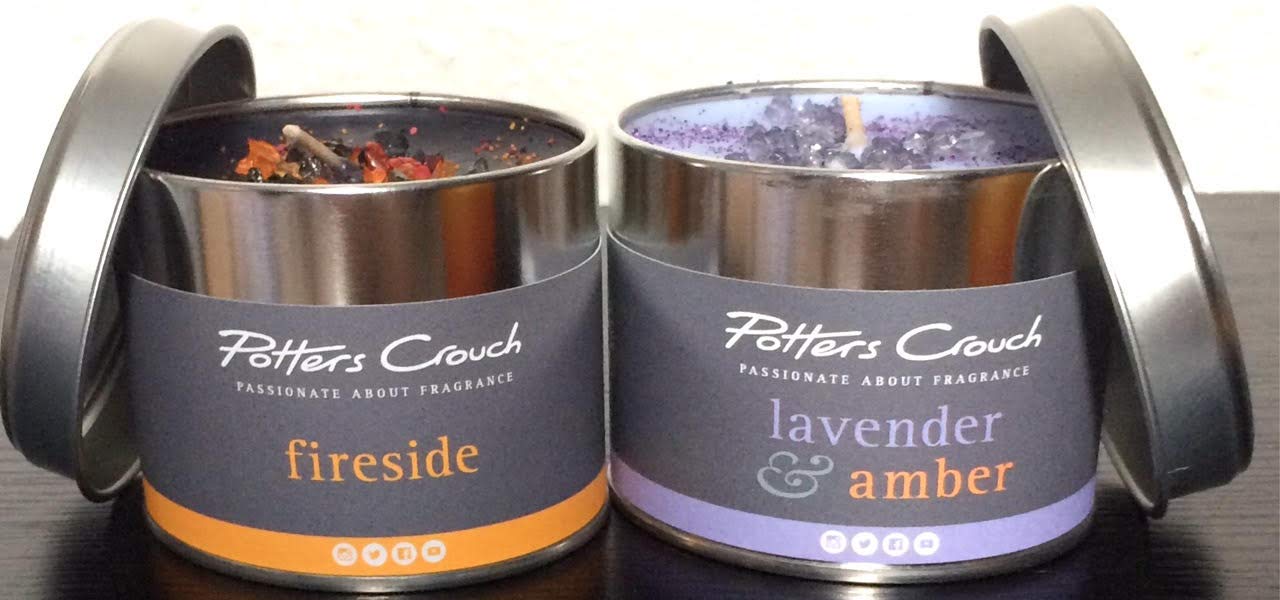 Potters Crouch Scented candles ~ Lavender Amber & Fireside ~ Set of 2 candles