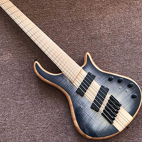 KEPOHK Guitare basse électrique à 4 cordes à la main, touche en érable couleur bleue Tiger Flame Top Bass Gitaar - Les Beatles, Paul McCartney, John Lennon, RIngo Starr, George Harrison KEPOHK Guitare basse électrique à 4 cordes à la main, touche en érable couleur bleue Tiger Flame Top Bass Gitaar – Image 6