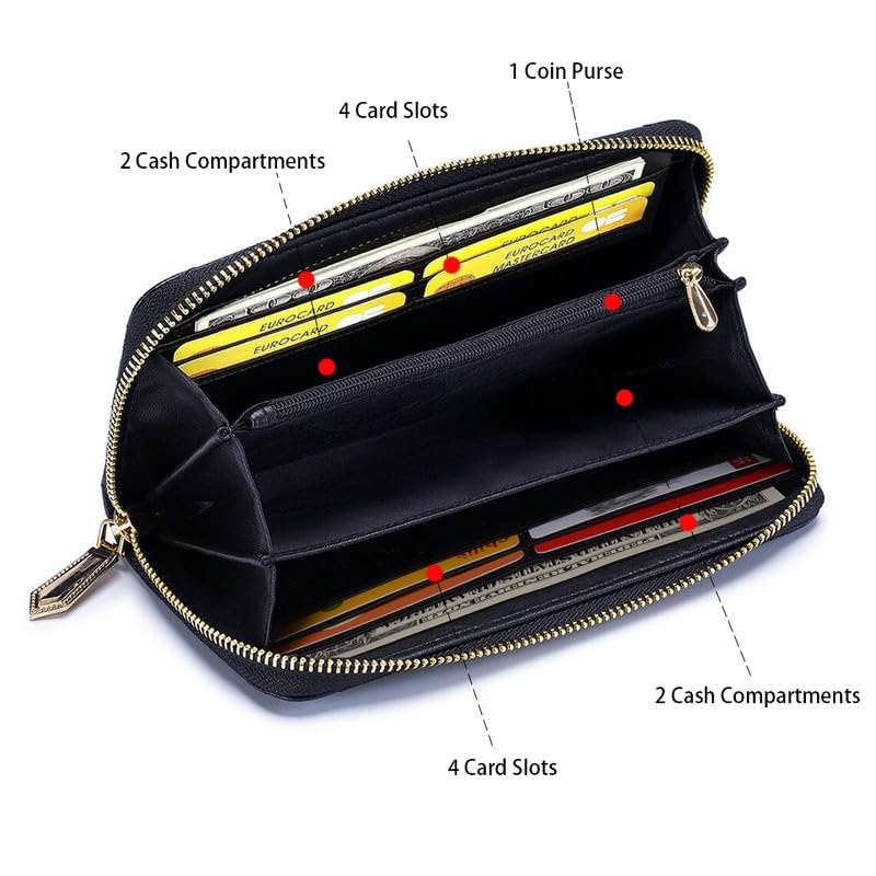 RFID Blocking Wristlet Wallet for Women & Teen Girls-Large Capacity Leather Phone Clutch with Removable Strap,3