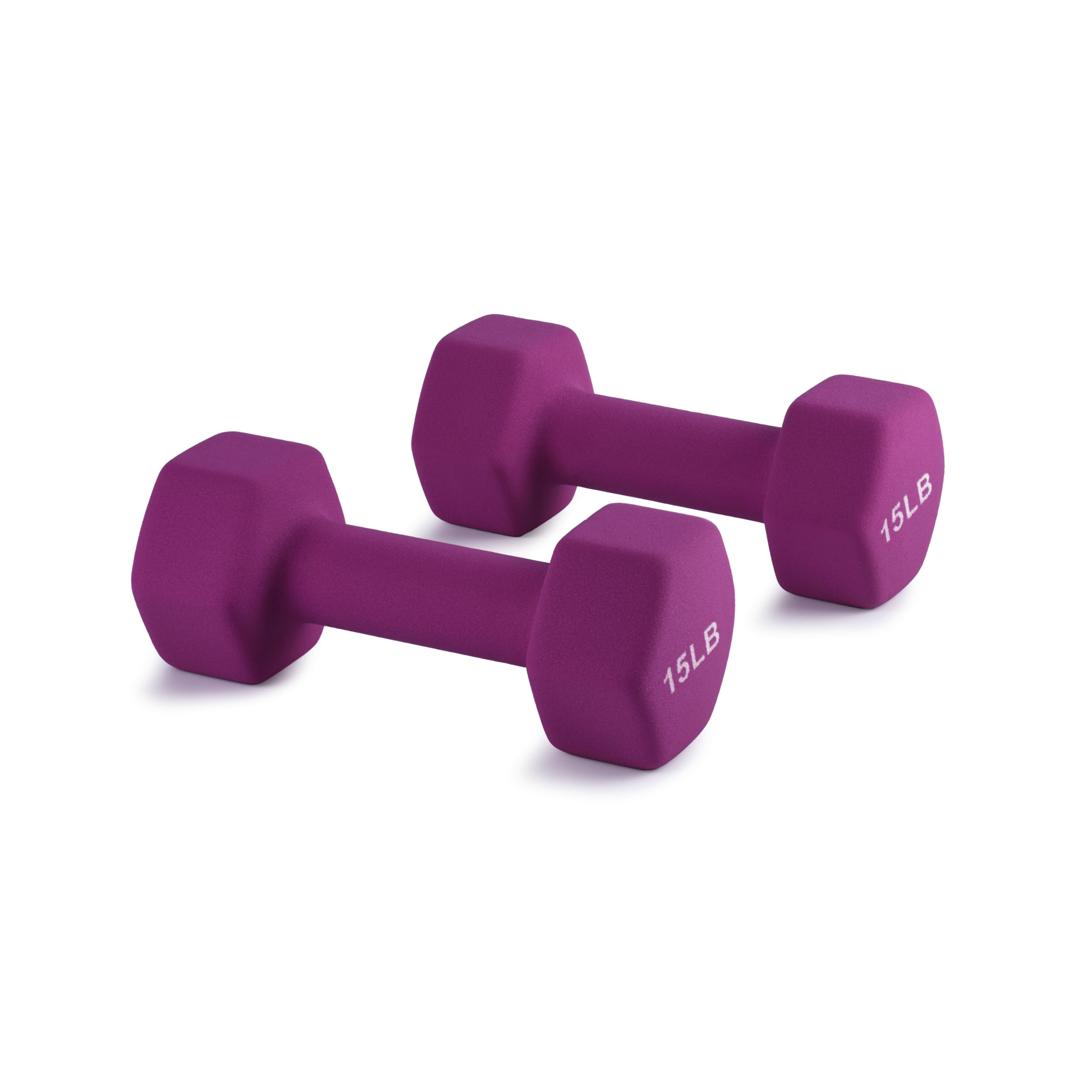 Portzon Dumbbells Neoprene with Non Slip Grip weight for Total Body Workout Compatible with of 2 Set,1-15 LB, Anti-Slip, Anti-roll, Hex Shape
