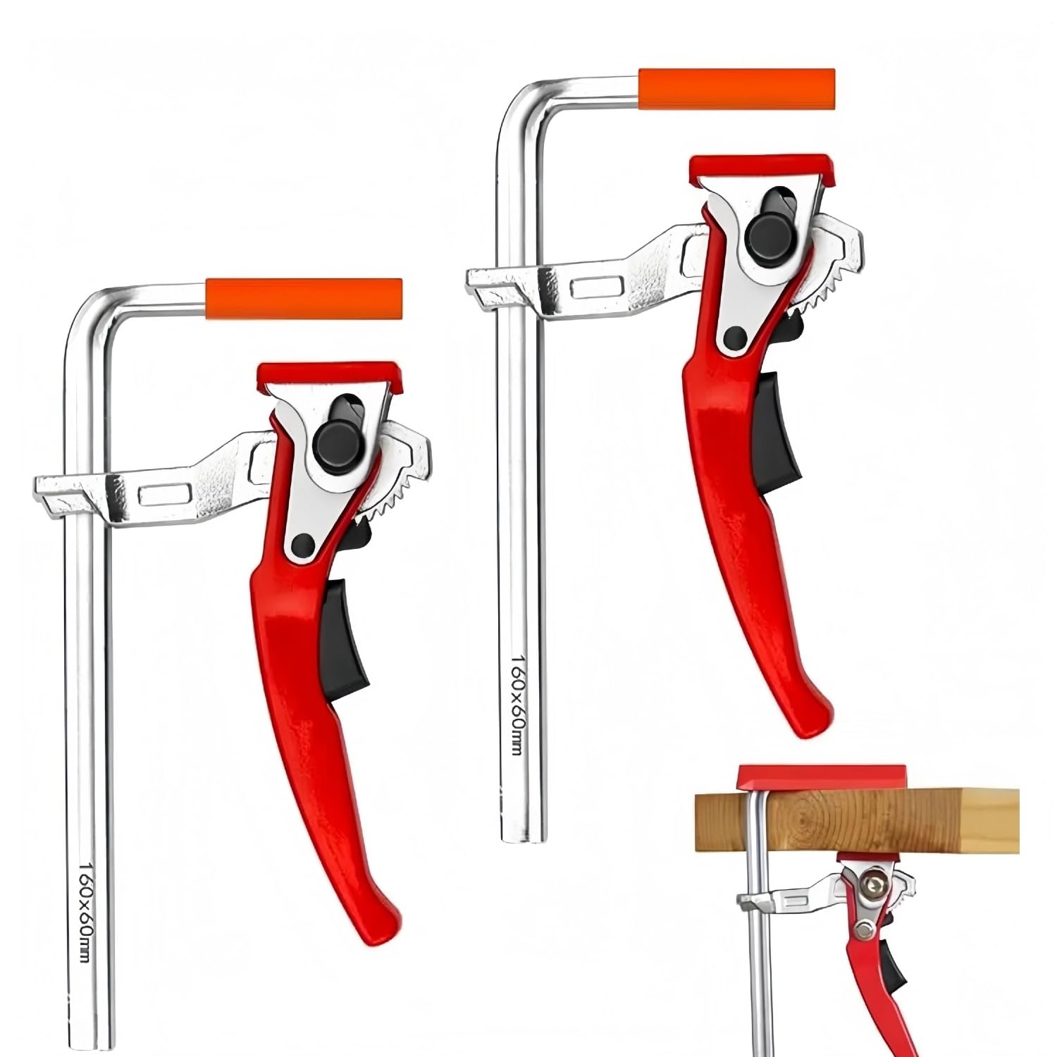 INREPRO 2 Pack Ratcheting Table Clamp Quick Track Saw Clamps Wood Clamps Ratchet Guide Rail F Clamp for MFT Table and Guide Rail System, 160mm Clamping Range