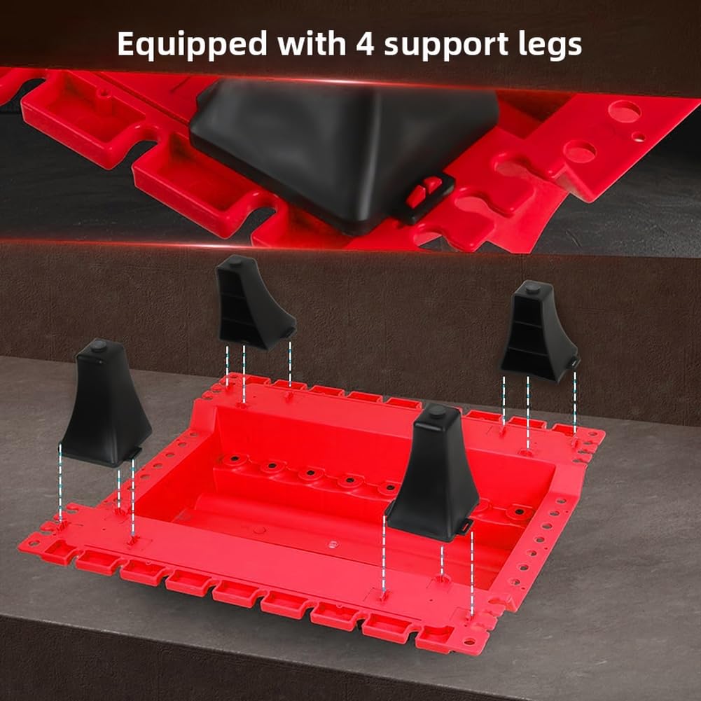 Plateau de pièces de culasse de moteur, boîte de rangement d'arbre à cames à ressort de soupape, plate-forme de rangement en polypropylène rouge pour atelier de réparation automobile