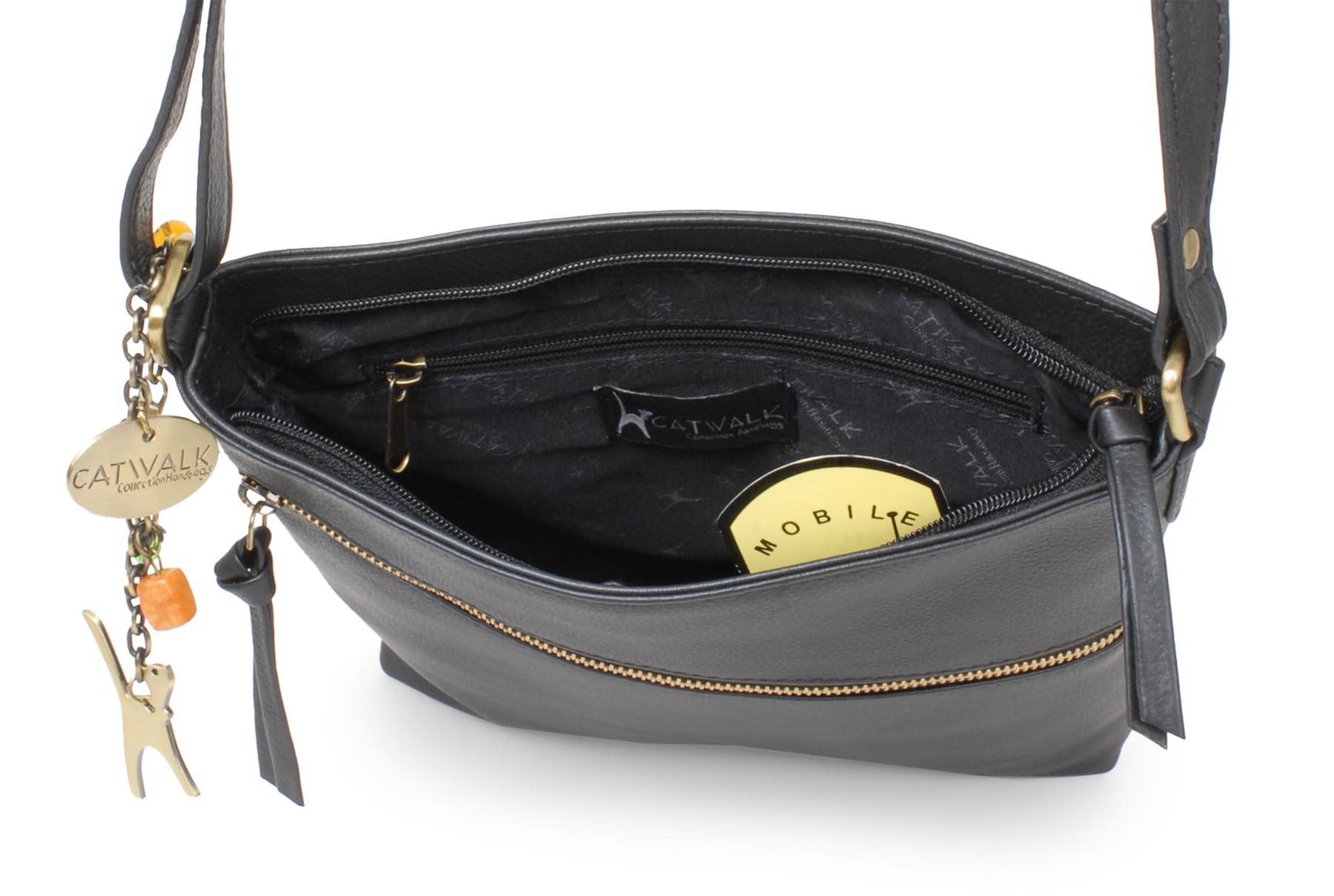 Catwalk Collection Handbags - Borsa a Tracolla Media in Vera Pelle - Borsetta Donna - Borsa a Mano con Tracolla Regolabile - Madison
