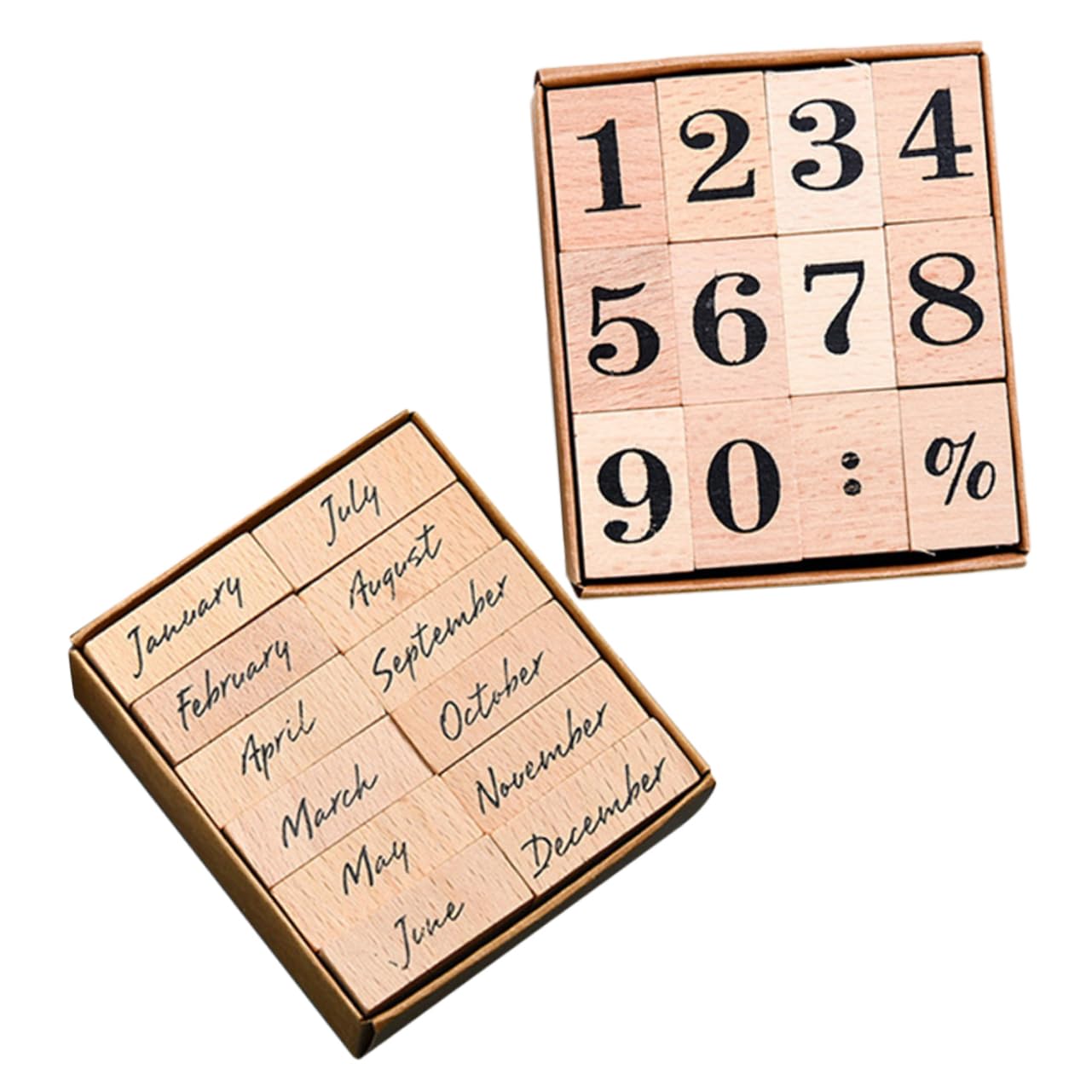 HOMSFOU 96stücke Teiliges Holzstempel Für Monate Und Kreative Stempel Für Scrapbooking Journaling Und Geschenkanhänger Tragbar Und Vielseitig Für Bastelprojekte