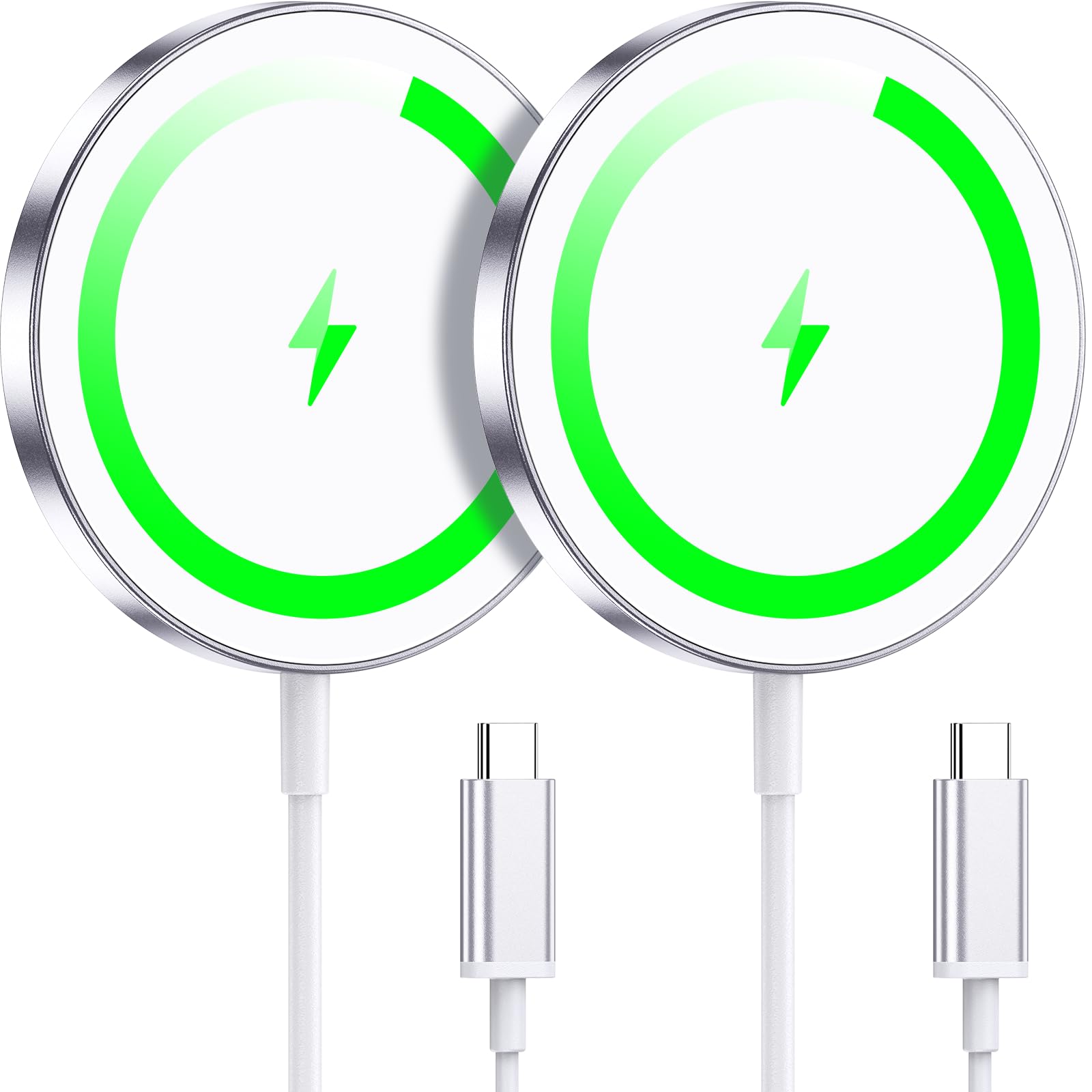 for Apple Mag-Safe Charger 2 Pack, Magnetic Wireless Charger for iPhone 17/17 Pro/17 Pro Max/Air/16 15 14 13 12 Pro Max Plus mini,Charging Pad for Airpods Pro 3 2,Strong Magnet, Green