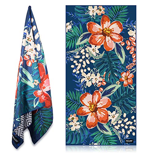 KOLLIEE Sand Free Beach Towels Flowers Portable Colorful Compact Beach Towels Absorbent Pool Towels Sand Proof Beach Towels for Adults Girls Women Kids 31x63 inch