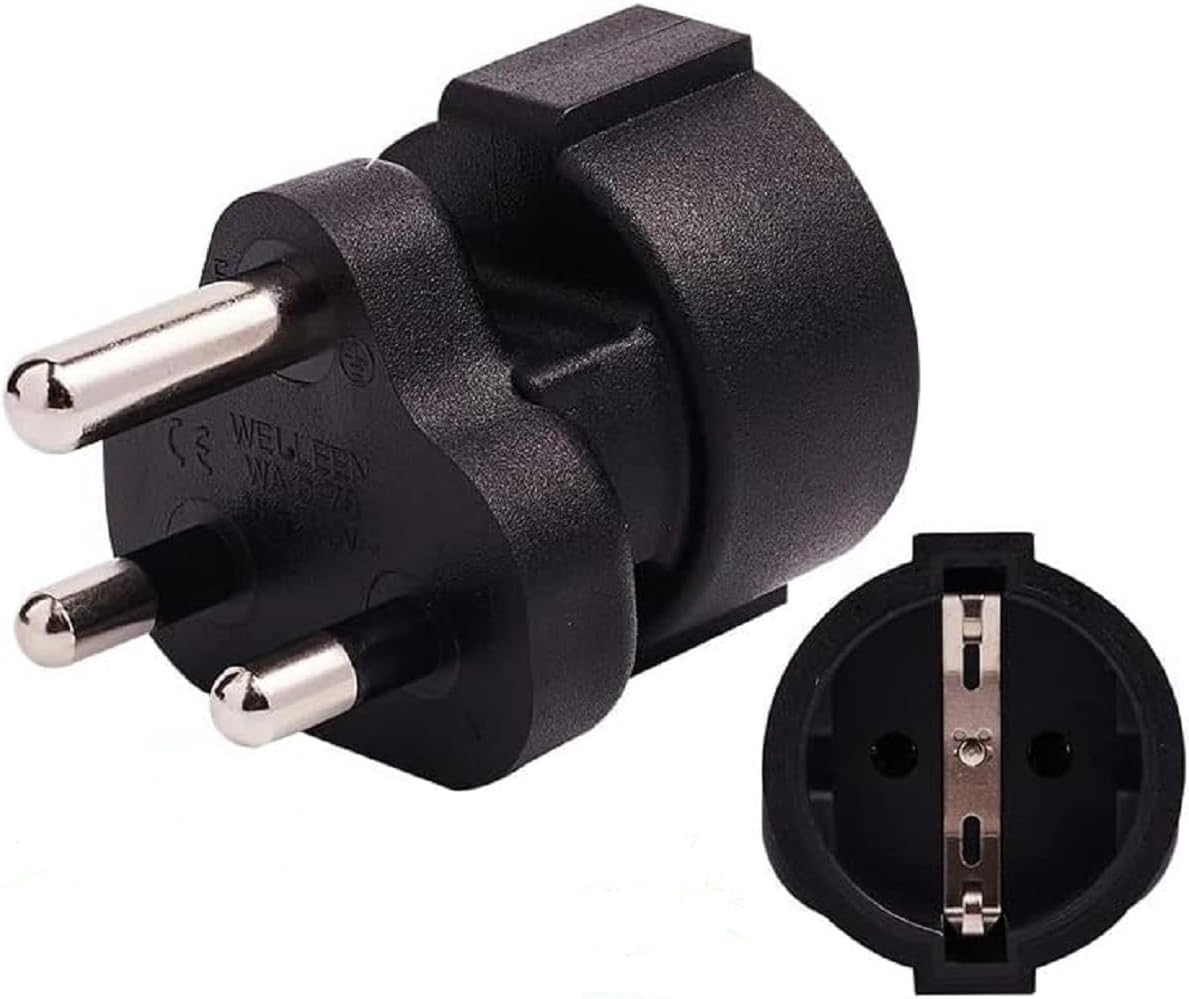 Toptekits South Africa Plug to Europe CEE7/7 Schuko Receptacle Plug Adapter,EU Schuko Female to South Africa Plug Adapter, EU Europe Schuko to 3pin South Africa Power Plug Converter Adaptor