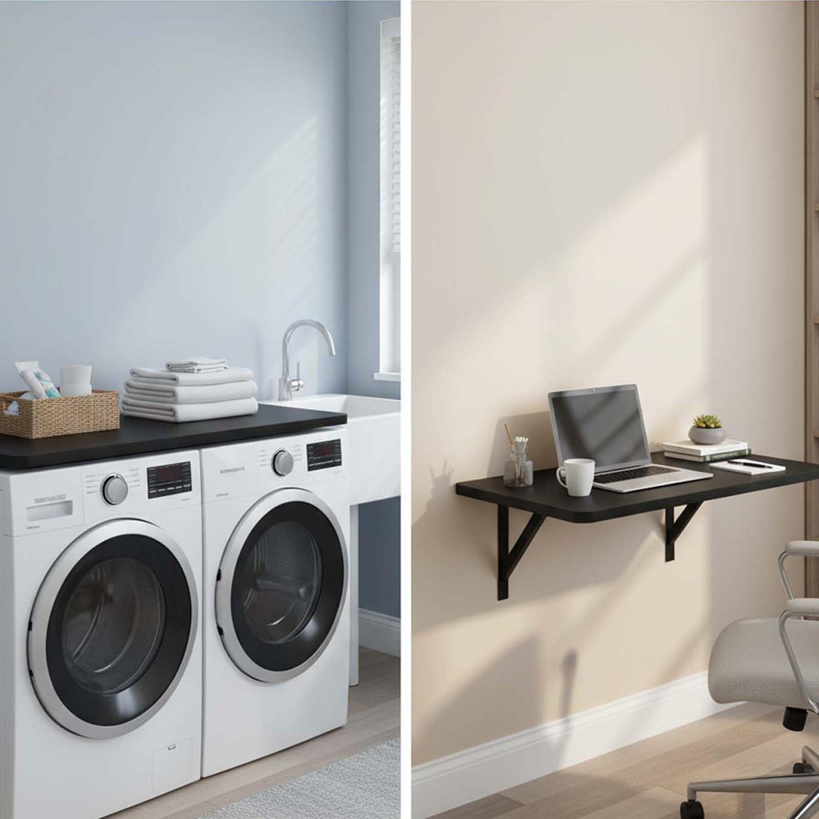 Tavolo Pieghevole a Parete Resistente da 90x50 cm, scrivania salvaspazio per Lavanderia e Officina, Versatile banco da Lavoro Pieghevole per Garage e Uso Domestico