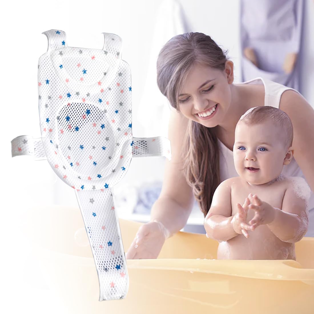 Réducteur de baignoire antidérapant tapis de bain coussin pour bébé réglable respirant