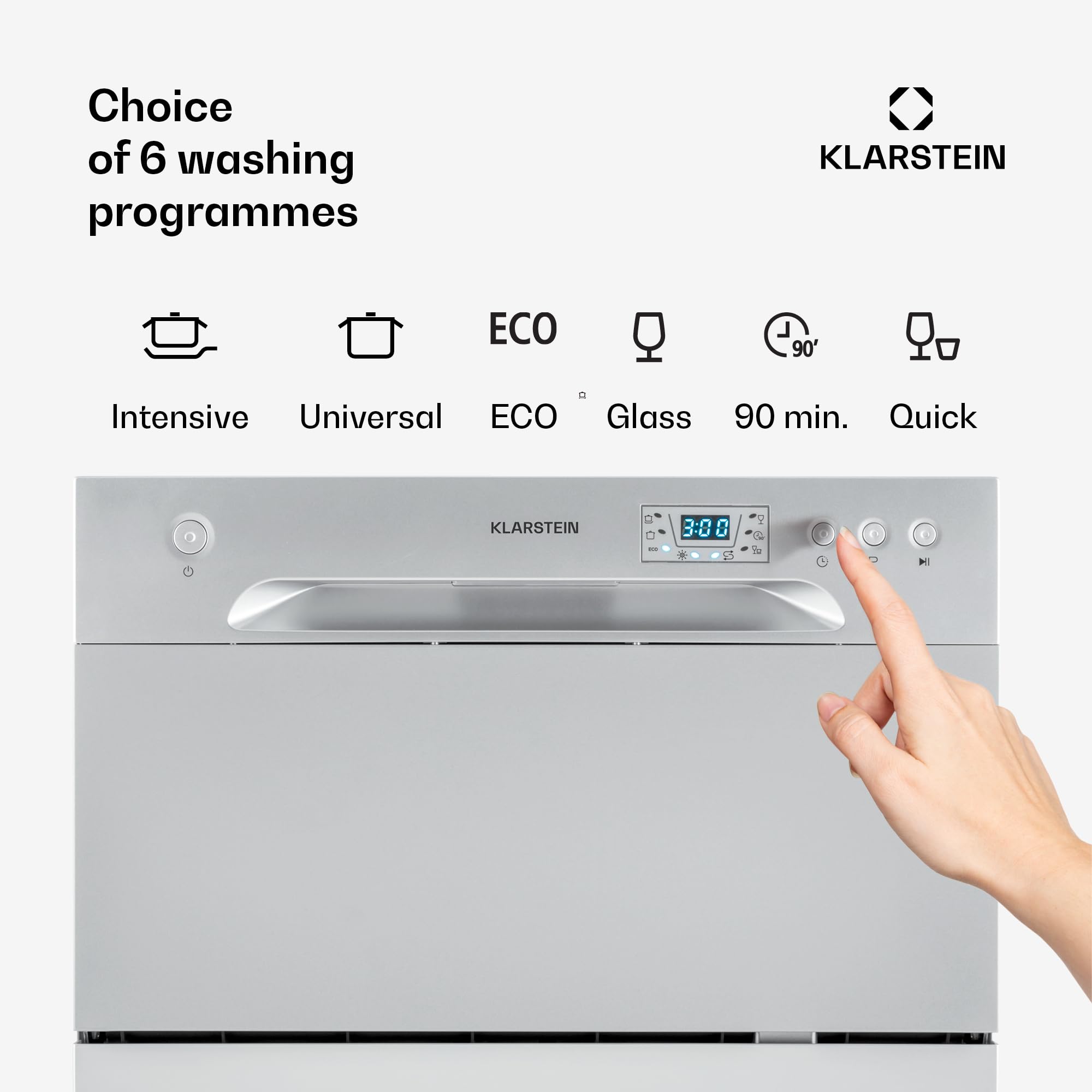 Klarstein Table Top Dishwasher, 6 Place Setting Mini Dishwasher, Quiet Operation Countertop Dishwasher w/ 6 Washing Programs, Compact Tabletop Dishwasher, Easy To Install Homes/Office Small Dishwasher — view 3