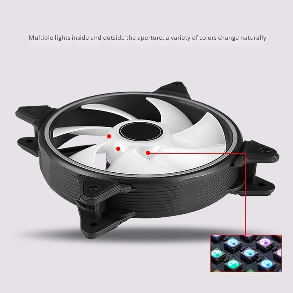 4 Feet PWM 120mm RGB Computer Chassis Fan Ultra-Quiet PC Cooling Fan Computer Chassis CPU Radiator And Radiator Ultra-Quiet Seven Blades Cool Down Inside And Outside Streamer Chassis Cooling Fan
