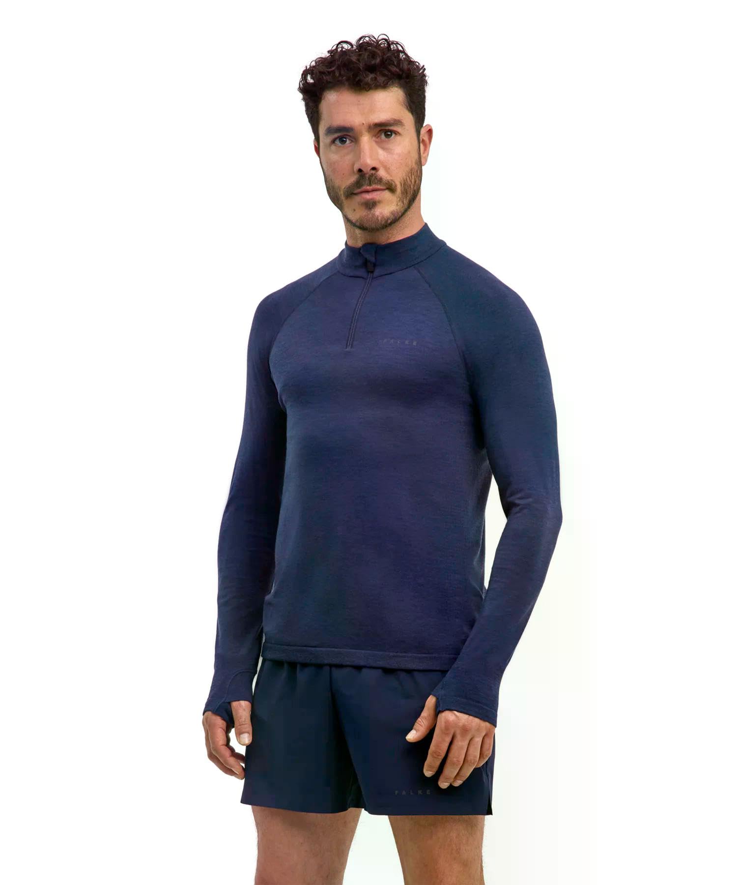 Falke Uomo Running Warm Pullover Regolazione dell'umidità Traspirante Asciugatura Rapida antiodore Lana Filo Funzionale 1 Pezzo