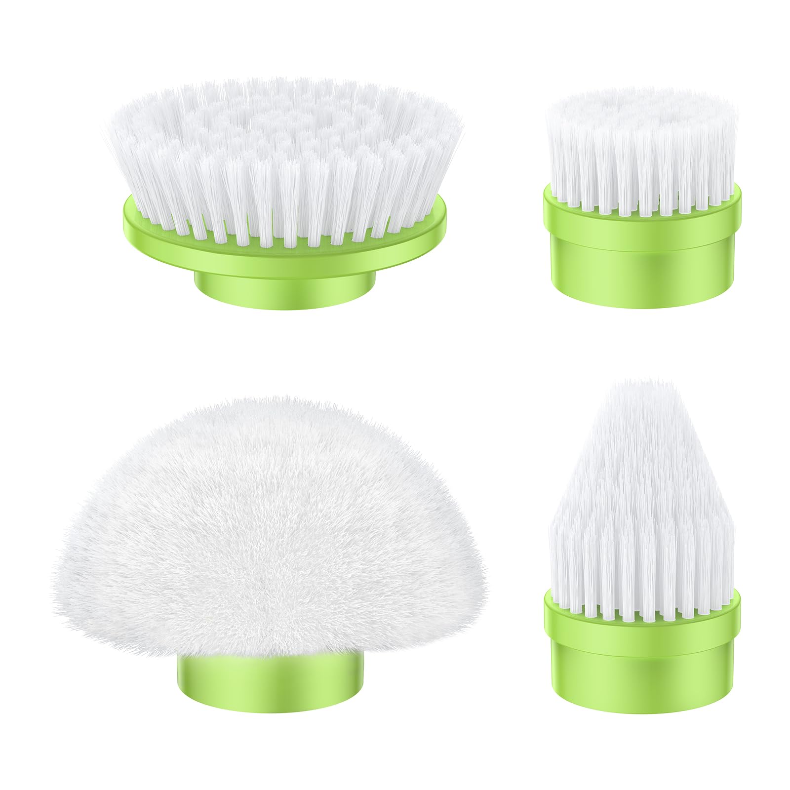 LABIGO Brush Head 4 Pack, Replaceable Brush Heads for Spin Scrubber, Cordless Spin Scrubber Power Cleaning Brush for Bathroom Floor（Green）