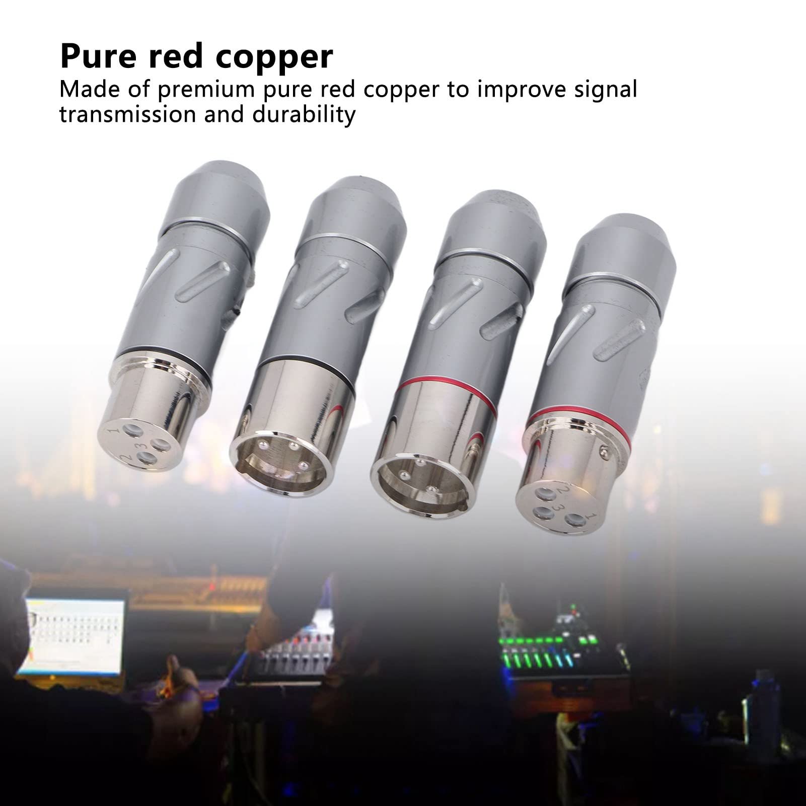 Cocoarm 3 Pin XLR Adapter, 4 Pack Pure Copper Plated