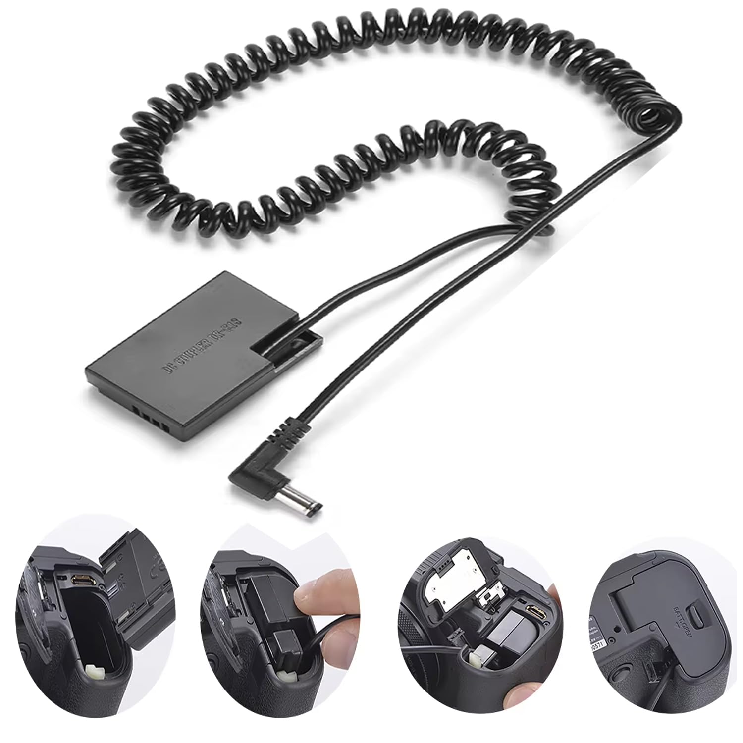 KingMa LP-E17 Dummy Battery DC DR E18 Coupler Adapter Compatible with Canon RP EOS 77D 200D 250D 750D 760D 800D 850D Rebel T6S T6i T7i T8i SL2 for Live Video Continue Shooting Without Cut