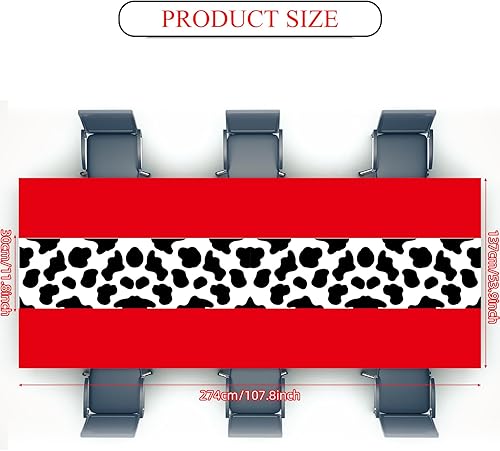 Miniatura 2 de Remagr 6 manteles con estampado de vaca de 54 x 108 pulgadas, decoración de fiesta, camino de mesa occidental, de plástico, rústico, discoteca,