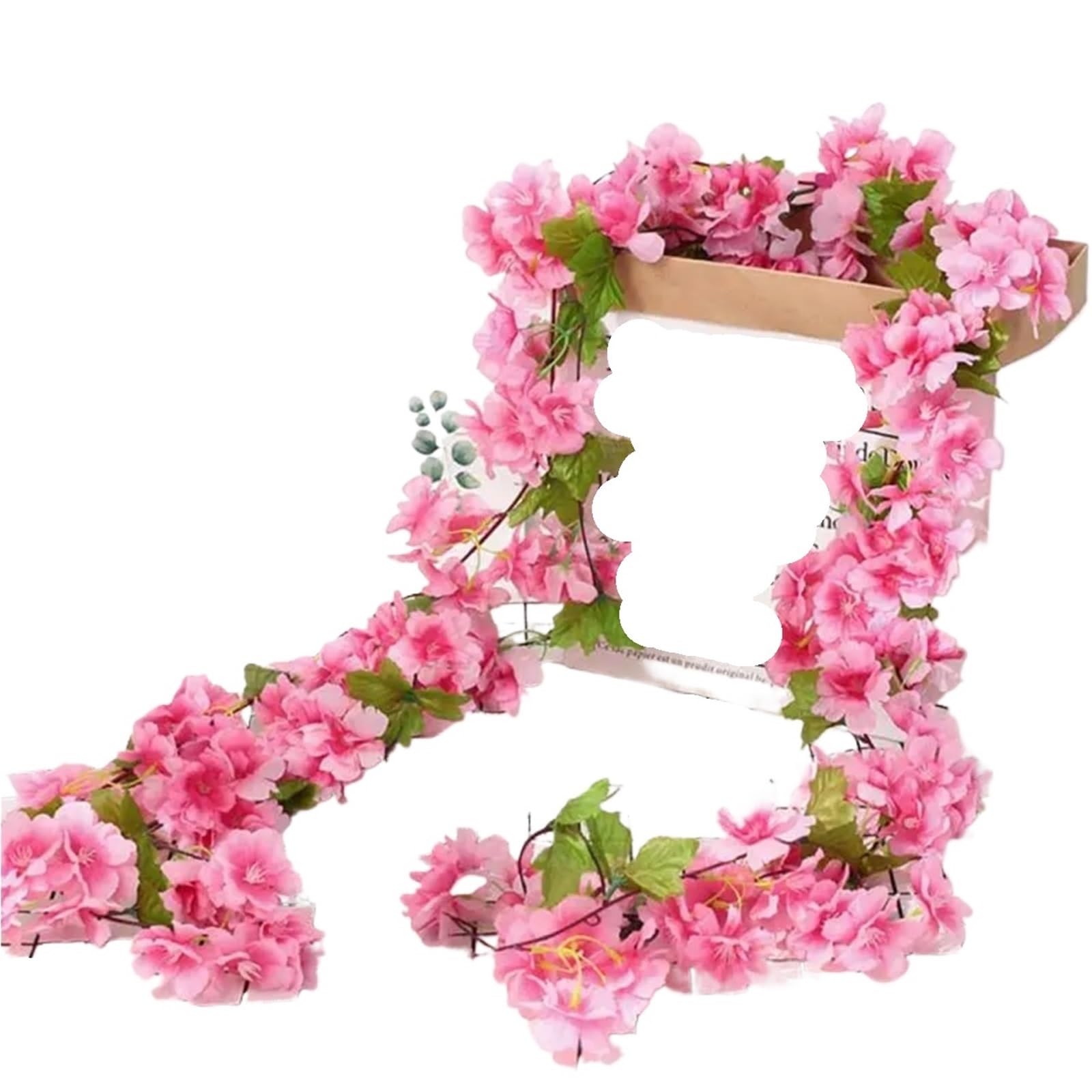 Künstliche Girlande Künstliche Blumenschnur, 230 cm, künstliche Sakura-Rankengirlande, Kirschblüten, Rankengirlande, Gartenbogen-Dekoration, künstliche Blumen(Rose Red,4pcs)