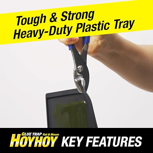 Miniatura 5 de HOY HOY Trampa de pegamento para ratas y ratones de tamaño regular para interiores y exteriores, 2 trampas 1 unidad  Control de plagas listo para