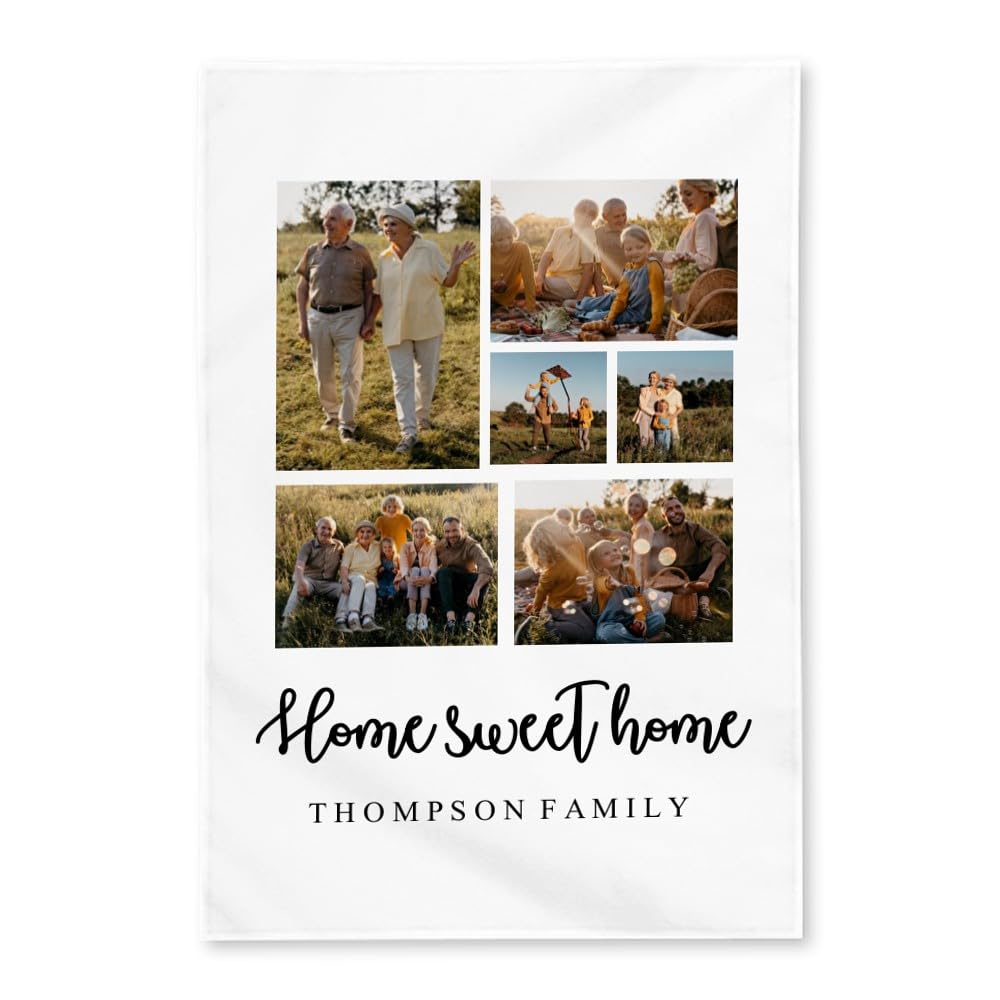Wanapix | Personalisierte Kunstfell-Decke mit Foto & Text | Maximale Wärme 490 g/m² (Fleece + Kunstfell) | Anti-Pilling | Sofa-/Bettdecke | 70 x 105 cm | Sweet Home