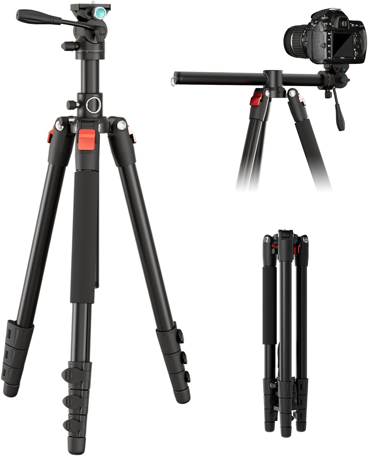 Heavy Duty Video Tripod, HTURS 3in1 Horizontal Video
