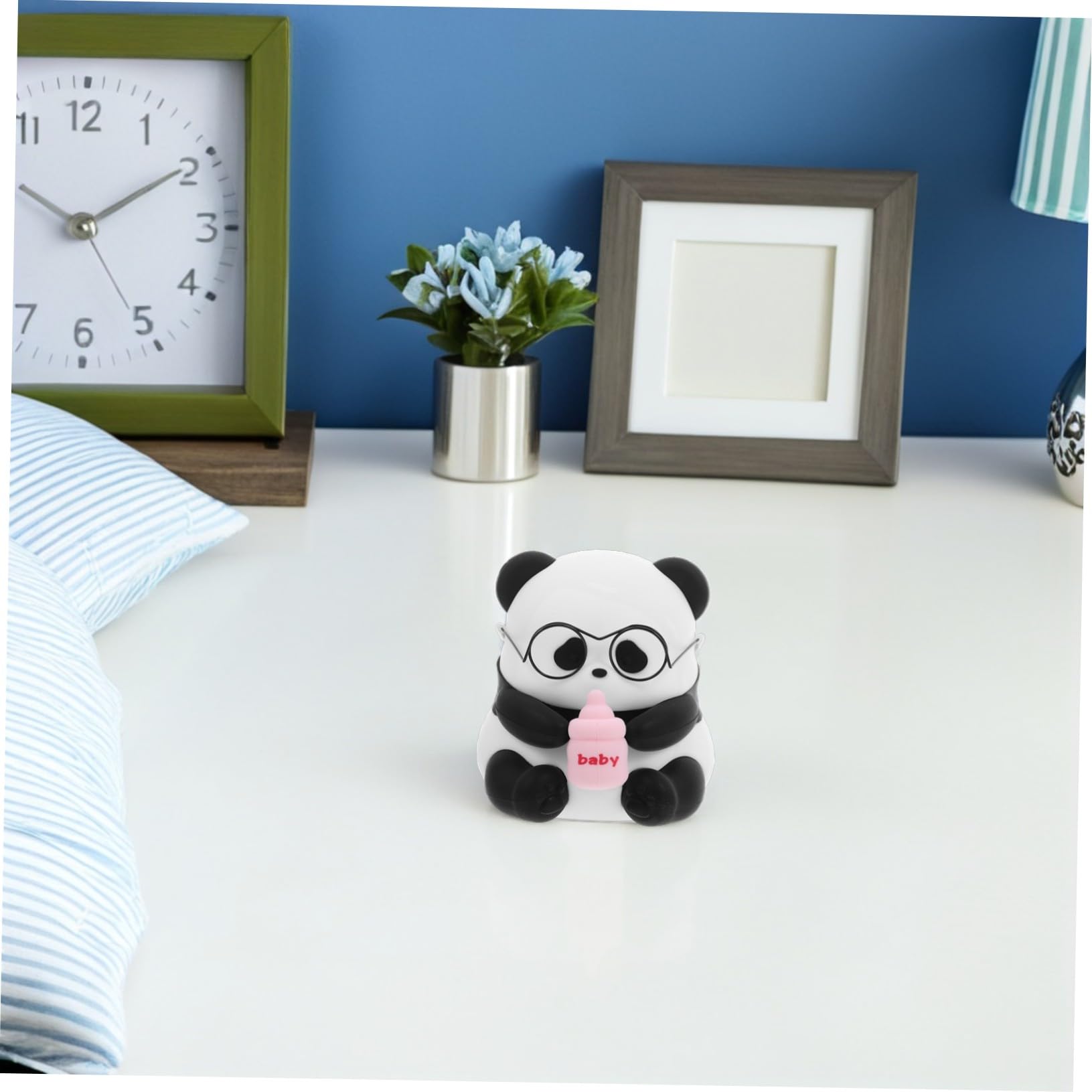 Veemoon Infantil de Silicona con Forma de Panda Sentada Luz Lámpara Portátil Segura para Habitación de Bebés y Dormitorio Lámpara de Noche para Mesita Diseño Divertido y