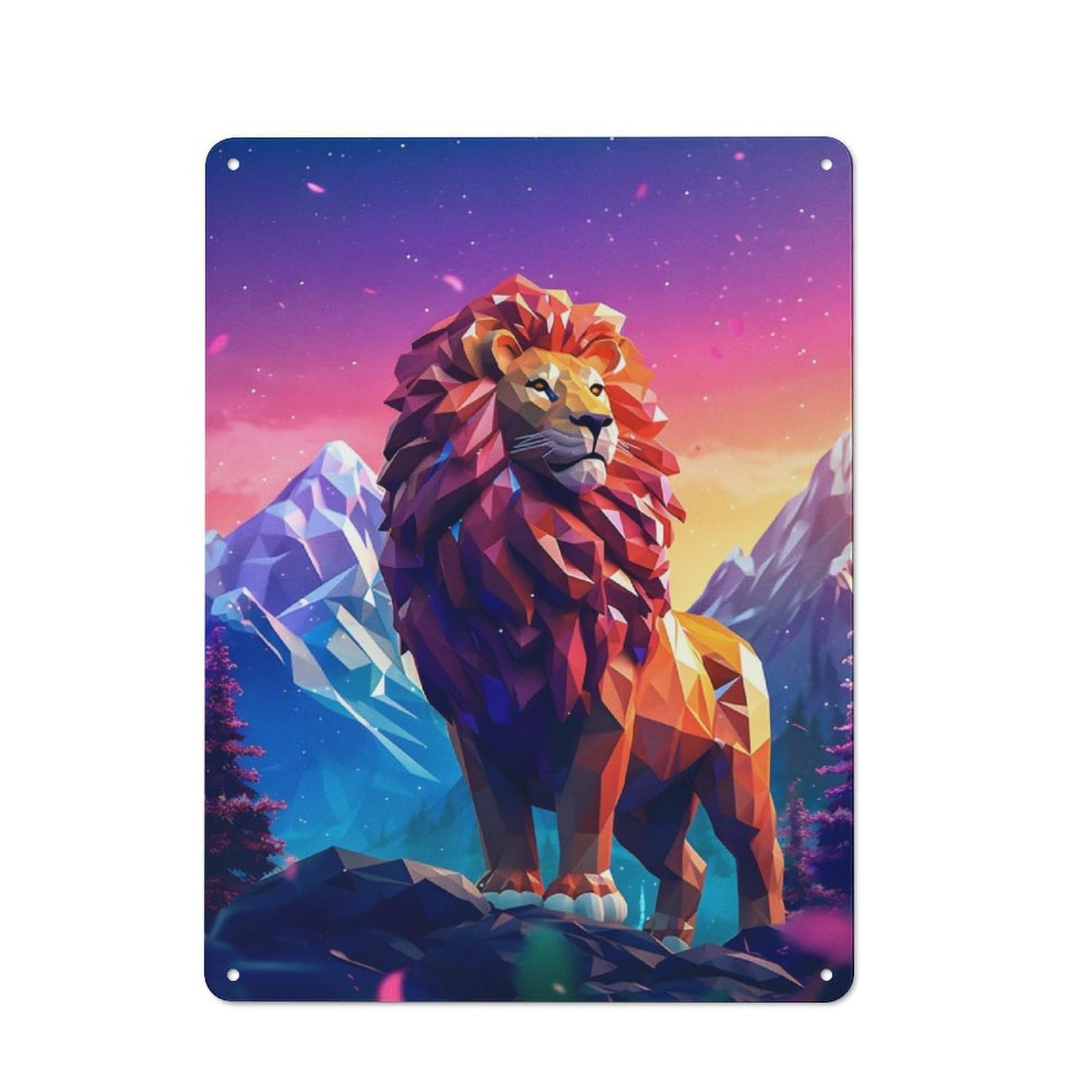 Junmoney The Lion Colorful 3D Retro Vintage Metal Sign 40X30cm, Restaurant Wall Art For Coffee Bar, Small Shop Or Dining Room