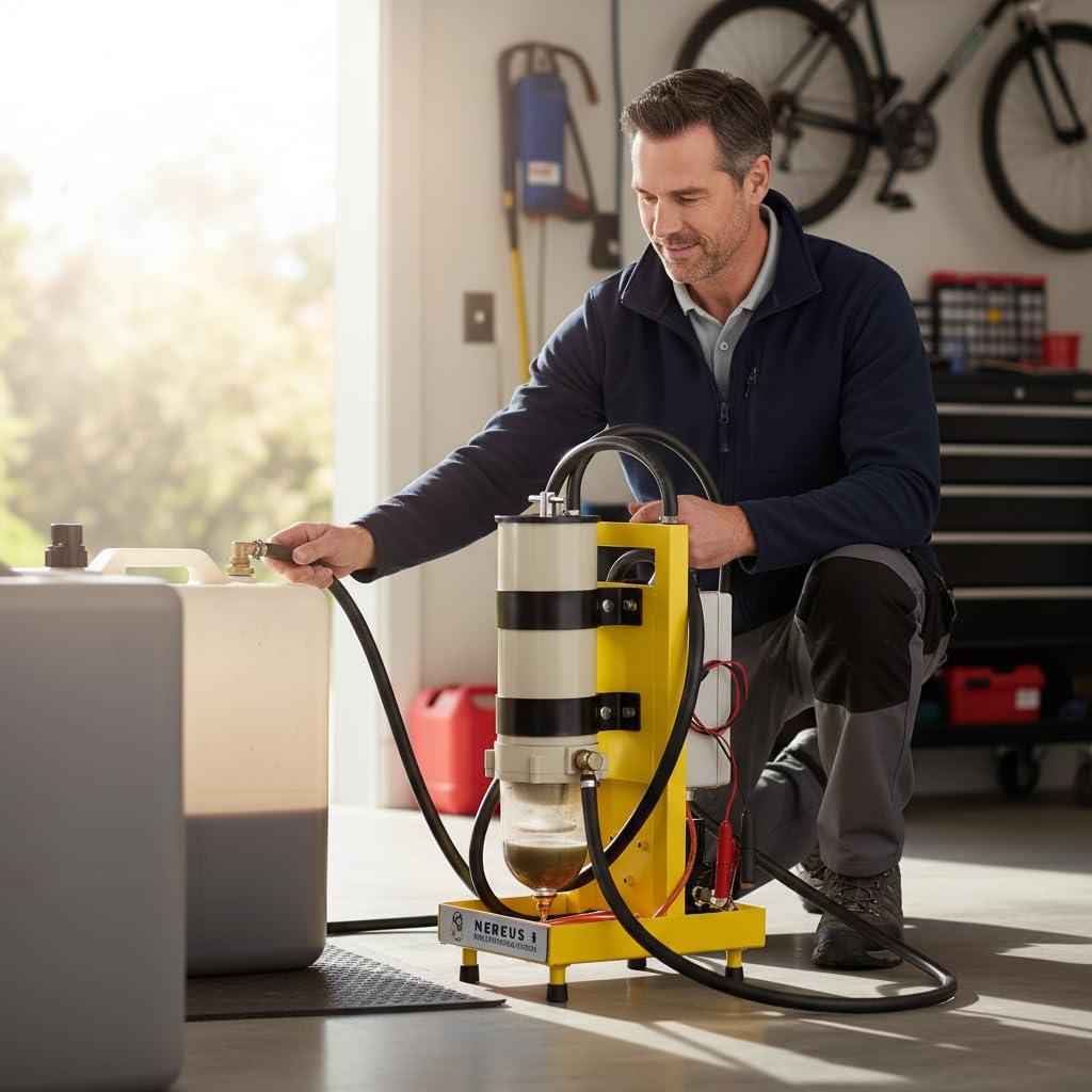 Nereus 15 Unità Filtrazione Diesel a 12V e 230V, 10 micron, Flusso 15 l/min | Accessorio gasolio, per diesel, portata 15 l/min, alimentazione 12V