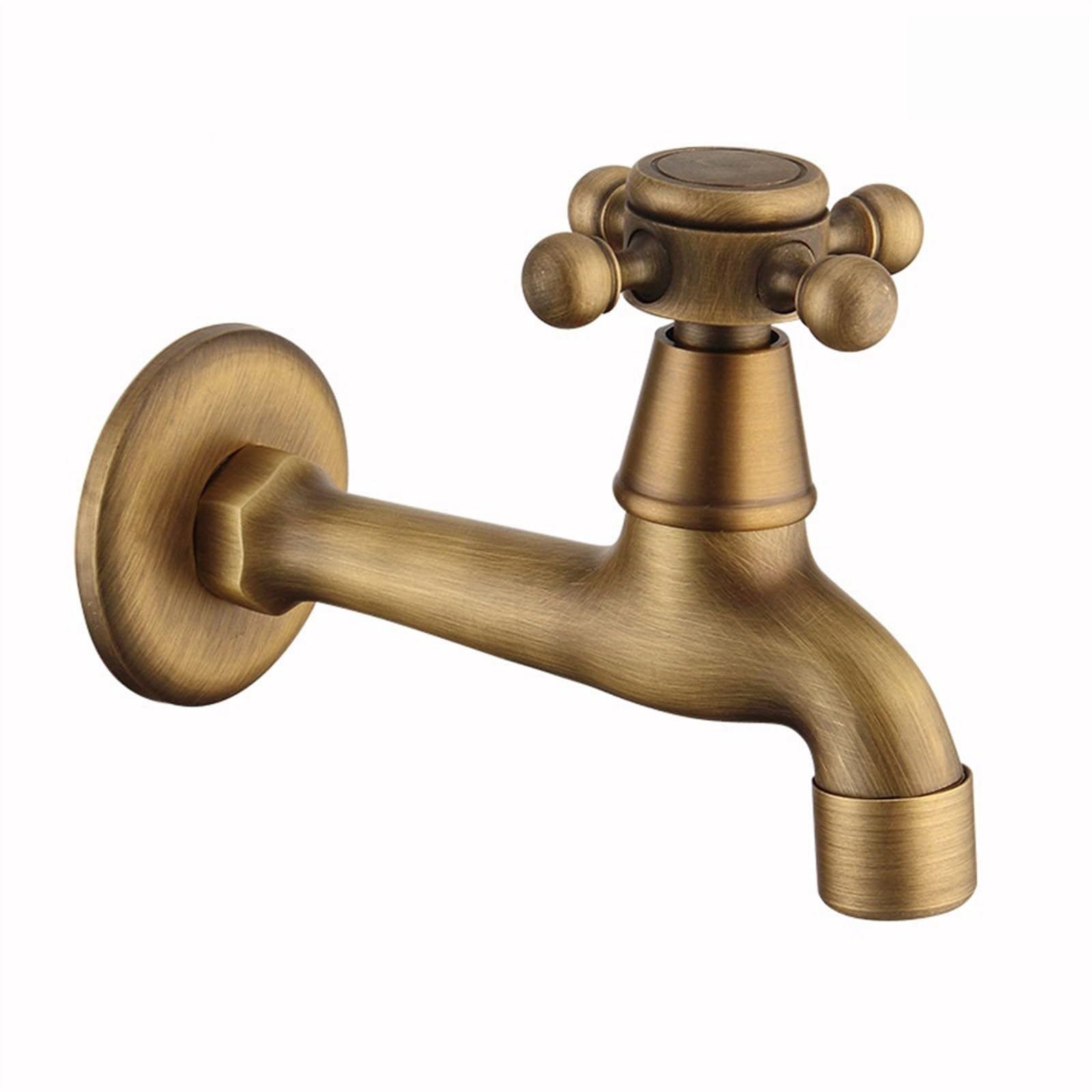 Trryuip 02 Outside Tap Wall Mounted Antique Brass Bathroom Washing Machine Faucet Mop Pool Tap Cold Water Decorative Outdoor Garden(02)