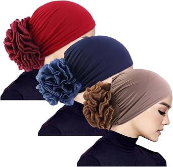 SYANKANGXIAO Women Big Flower Turban Beanie Cap for Ladies Muslim African Hijab Hair Loss Chemo Cap Headwrap Bonnet