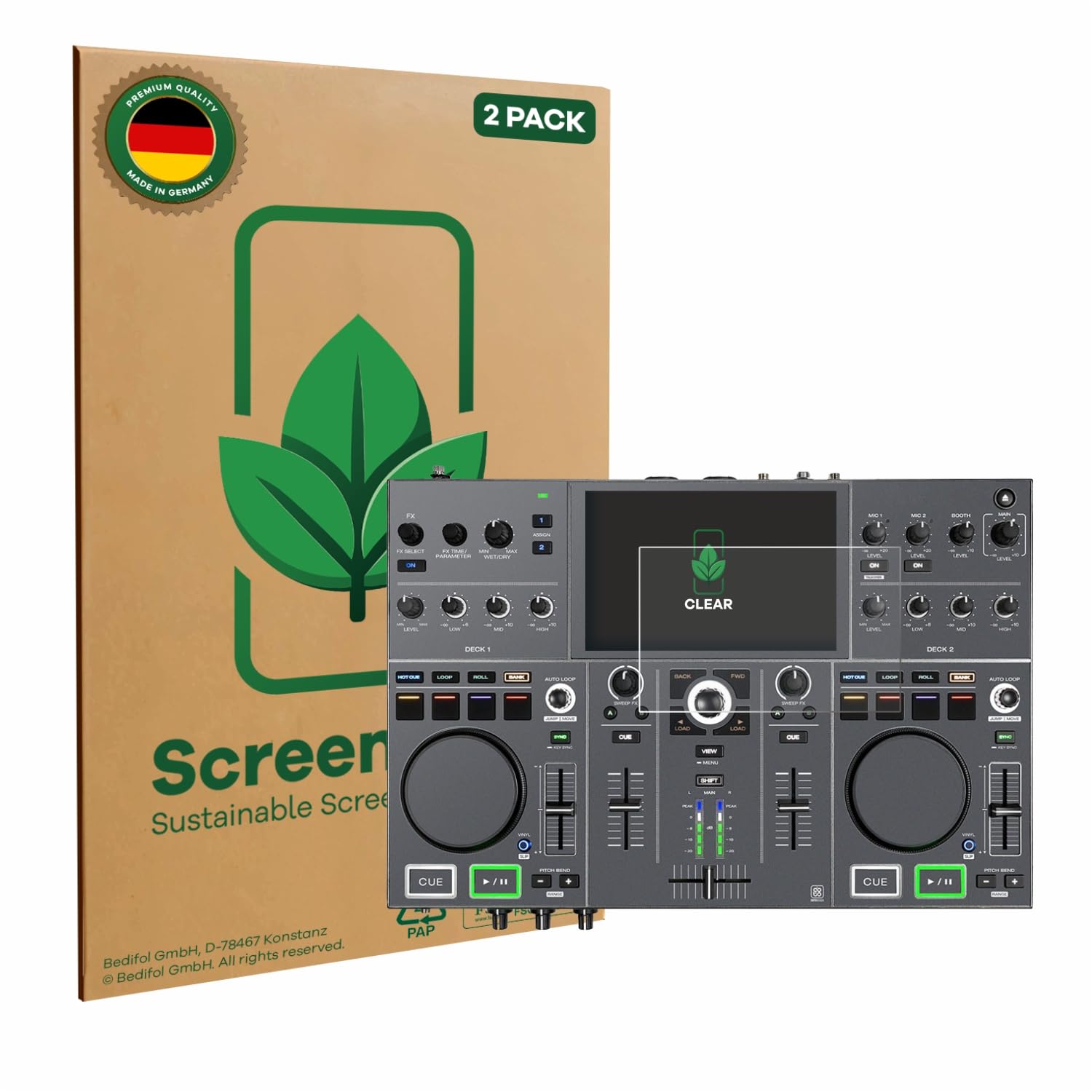 ScreenLeaf (2 Pack Screen Protector Compatible with Denon DJ Prime Go+ [Sustainable Screen Protection, Clear, Anti-Scratch]