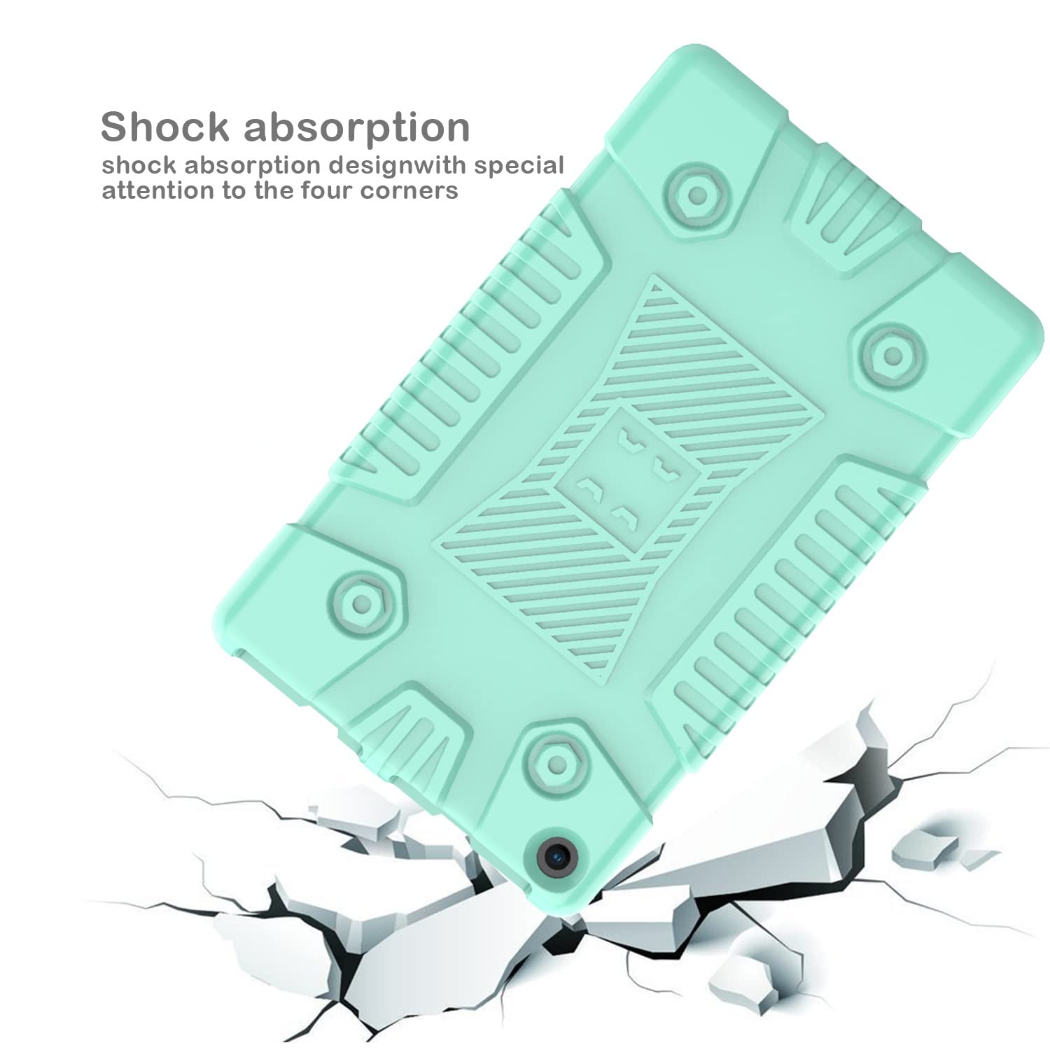 Pokrywa tabletu Dla dzieci na ogień HD 8. Sprawa 2018/2016, dla ognia Kindle Tablet Case Odporna wstrząsy Chropowatą ochronę osłona ochronna Osłona Anti-Fall(Mint Green)