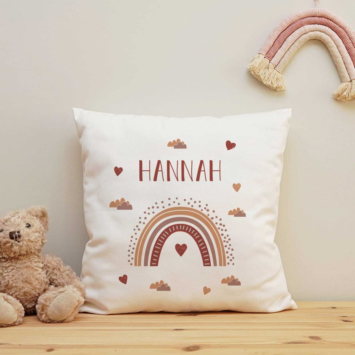 SpecialMe® Cushion Cover With Name Printed Motif Rainbow Cotton Personalised Gifts For Children Decorative Cushion Girls White 40 Cm X 40 Cm - View #3