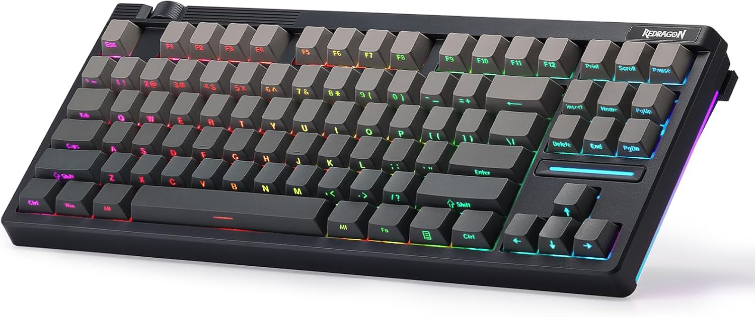Redragon K729 PRO 80% Wireless Gasket RGB Gaming Keyboard, 3-Mode TKL Mechanical Keyboard w/Knob Control, Gradient PBT Keycaps, Hot-Swap South-Facing Socket & 5-Layer Dampener, Custom Silent Switch