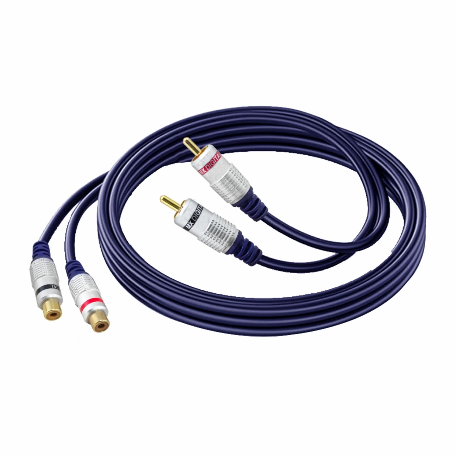 MX 2 RCA Male to 2 RCA Female Audio Extension Cable – Stereo Adapter Cord for Home Theater, AV Receiver, Subwoofer, Amplifier, Speaker – Gold-Plated Connectors - 1.5 MTR-image-45