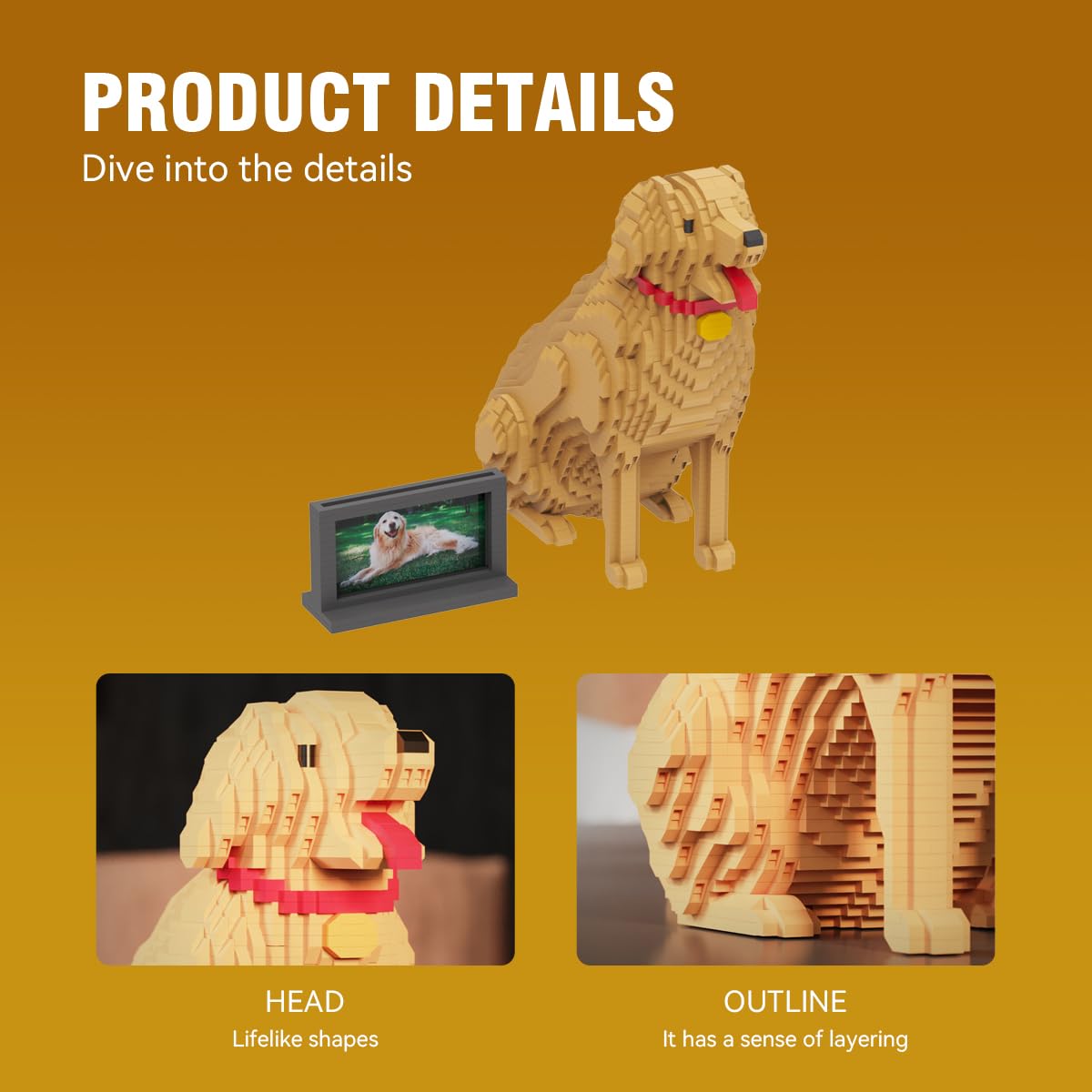 DAHONPA Animal Dog Golden Retriever Building Block Set, 2929 Pieces Dog Bricks Set Creative Home & Office Decor - Image 4