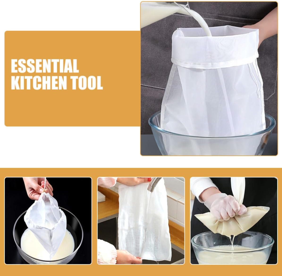 8pcs Nylon Nut Milk Straining Bags 80 100 120 200 Mesh
