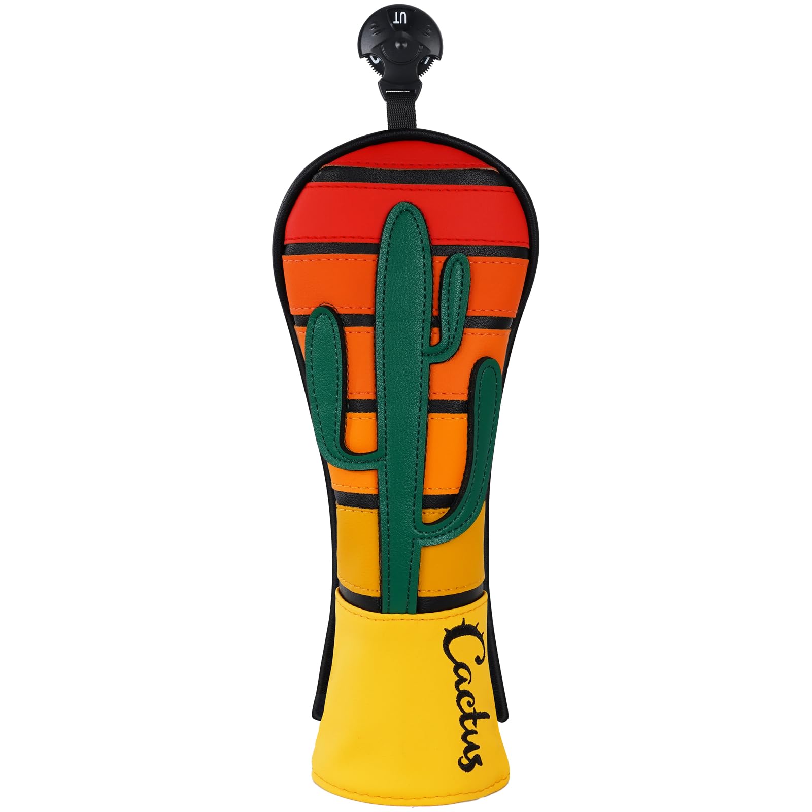 LZFAN Golf Club Head Cover Golf Head Cover Headcover Hybrid Club Head Covers Leather Patchwork Cactus