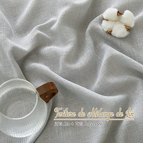 NICETOWN Linen Light Gray Curtains for Living Room, Grommet Top Flax Linen Blend Semi Sheer Eclectic Drapes Privacy with Light Filtering for Kids Room/Bedroom, W52 x L84, 2 Pieces