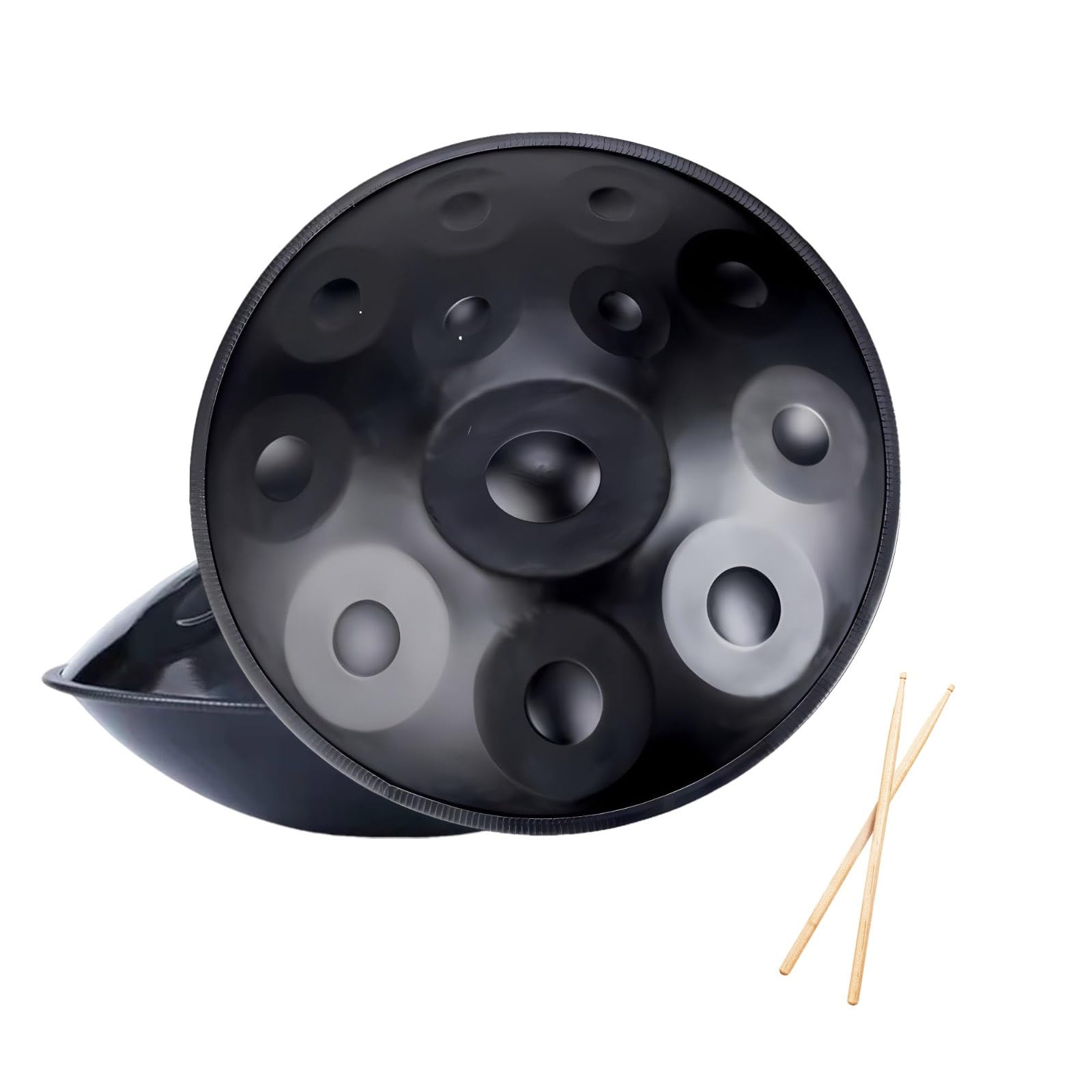 Handpan Muzyczny Z Pokrowcem I Stojakiem – Ręcznie Robiony Instrument 9/10/12 Dźwięków Dla Dorosłych, Idealny Do Medytacji I Występów(Black)
